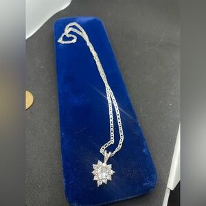 16” Sterling Silver Necklace with Starburst Pendant